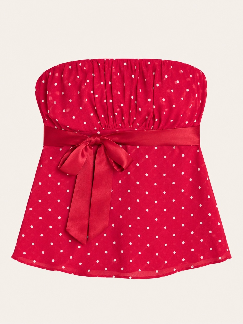 NWT Hollister Easy Strapless Babydoll Top Crimson Dot Size L Coquette Y2K